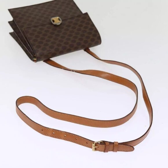 CELINE Macadam Canvas Shoulder Bag PVC Leather Brown Auth - Picture 8 of 16